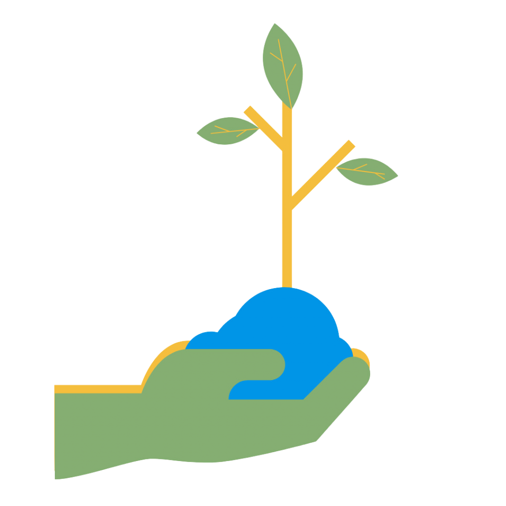 Hände mit Erde und Planze in der Hand